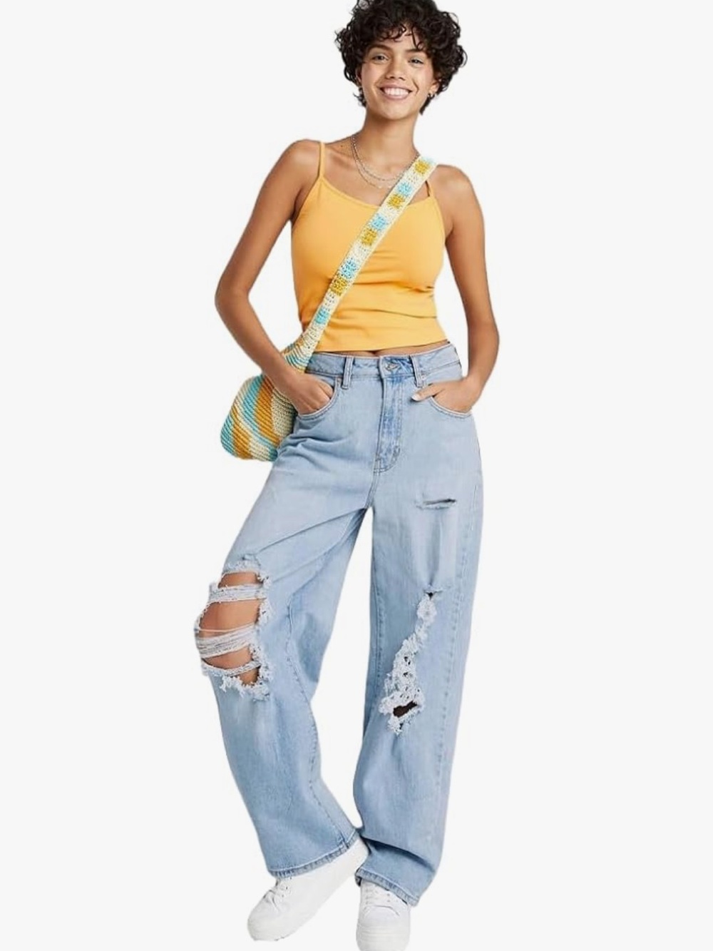 WILD FABLE Women's Super-High Rise Distressed Baggy Jeans Size 8